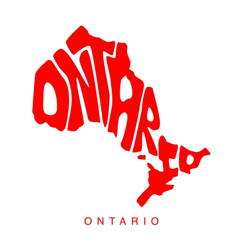 Ontario carta geografica lettering arte. Ontario carta geografica tipografia. vettore