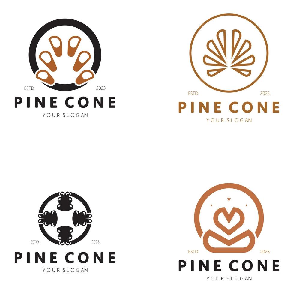 astratto semplice pigna logo design, per affari, distintivo, emblema, pino piantagione, pino legna industria, yoga, spa, vettore