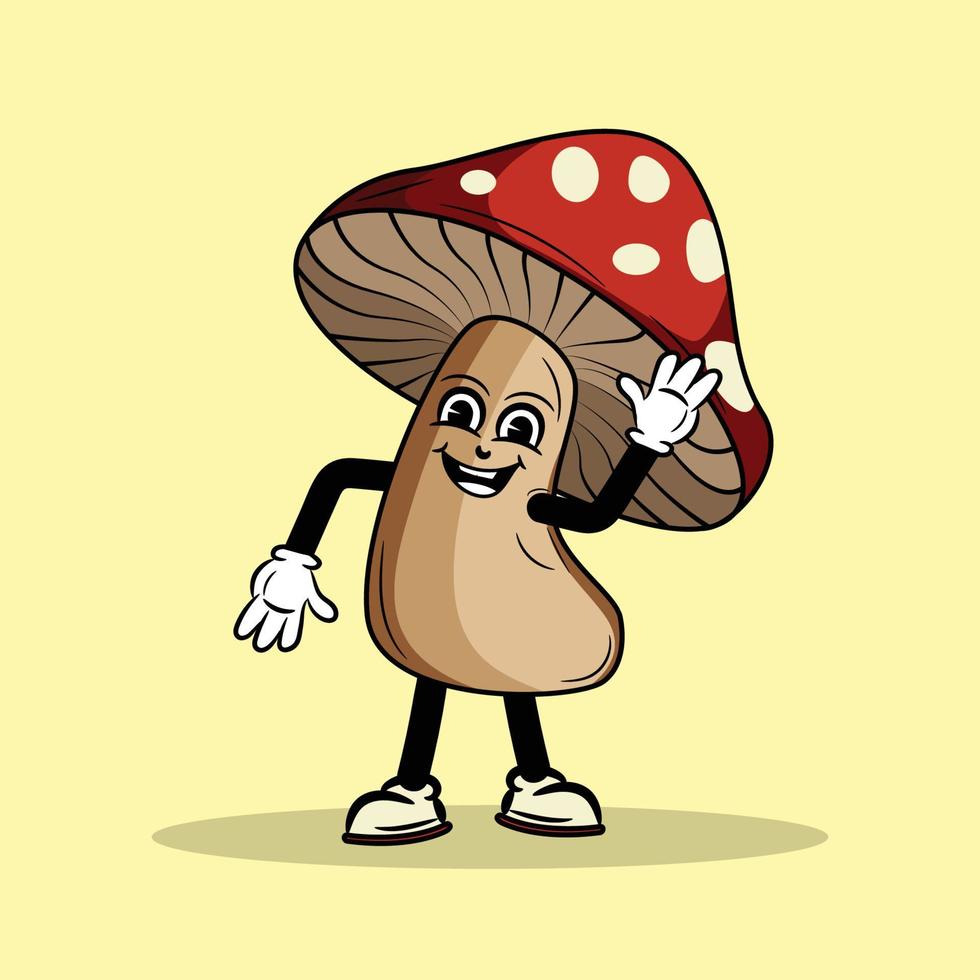 danza fungo personaggio cartone animato vettore illustrazione