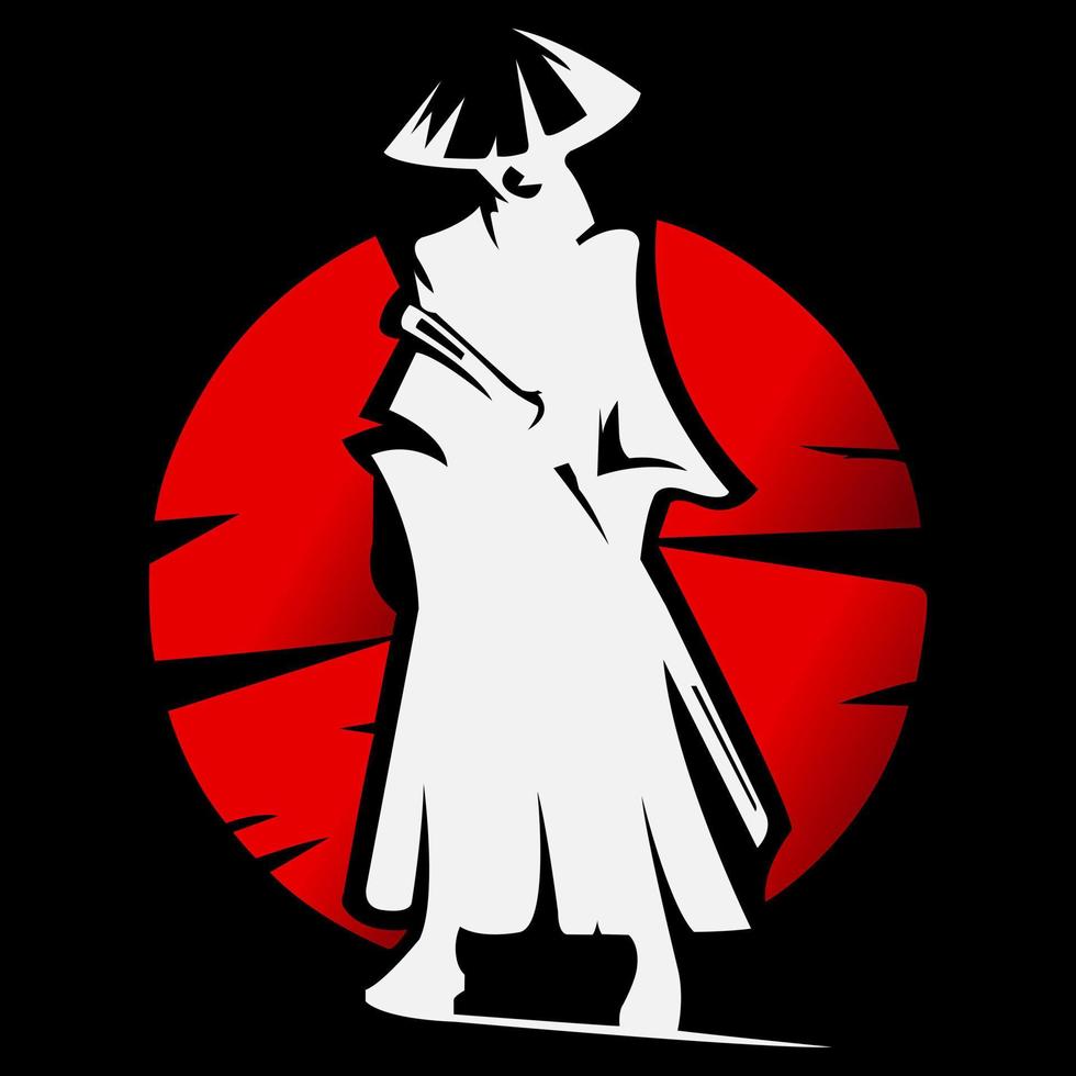samurai guerriero Giappone logo modello. icona samurai spada. vettore