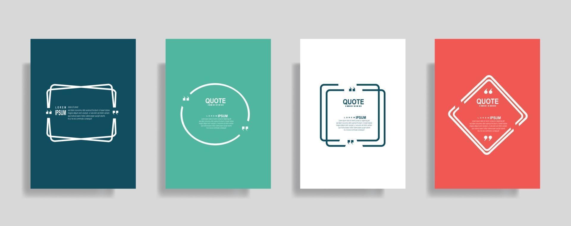 citazioni cornice modelli vuoti impostati, testo tra parentesi, citazioni fumetti vuoti. testo bos isolato su sfondo colorato. vettore