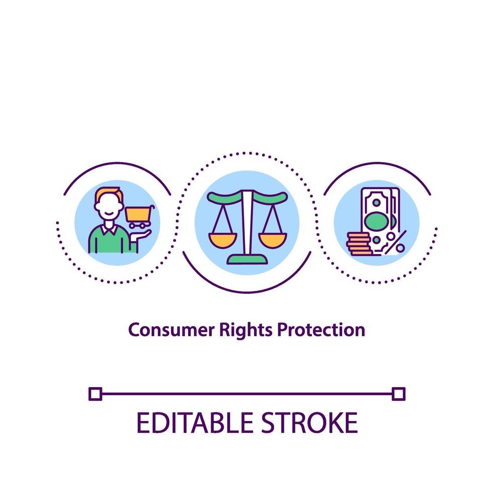 icona del concetto di tutela dei diritti dei consumatori vettore
