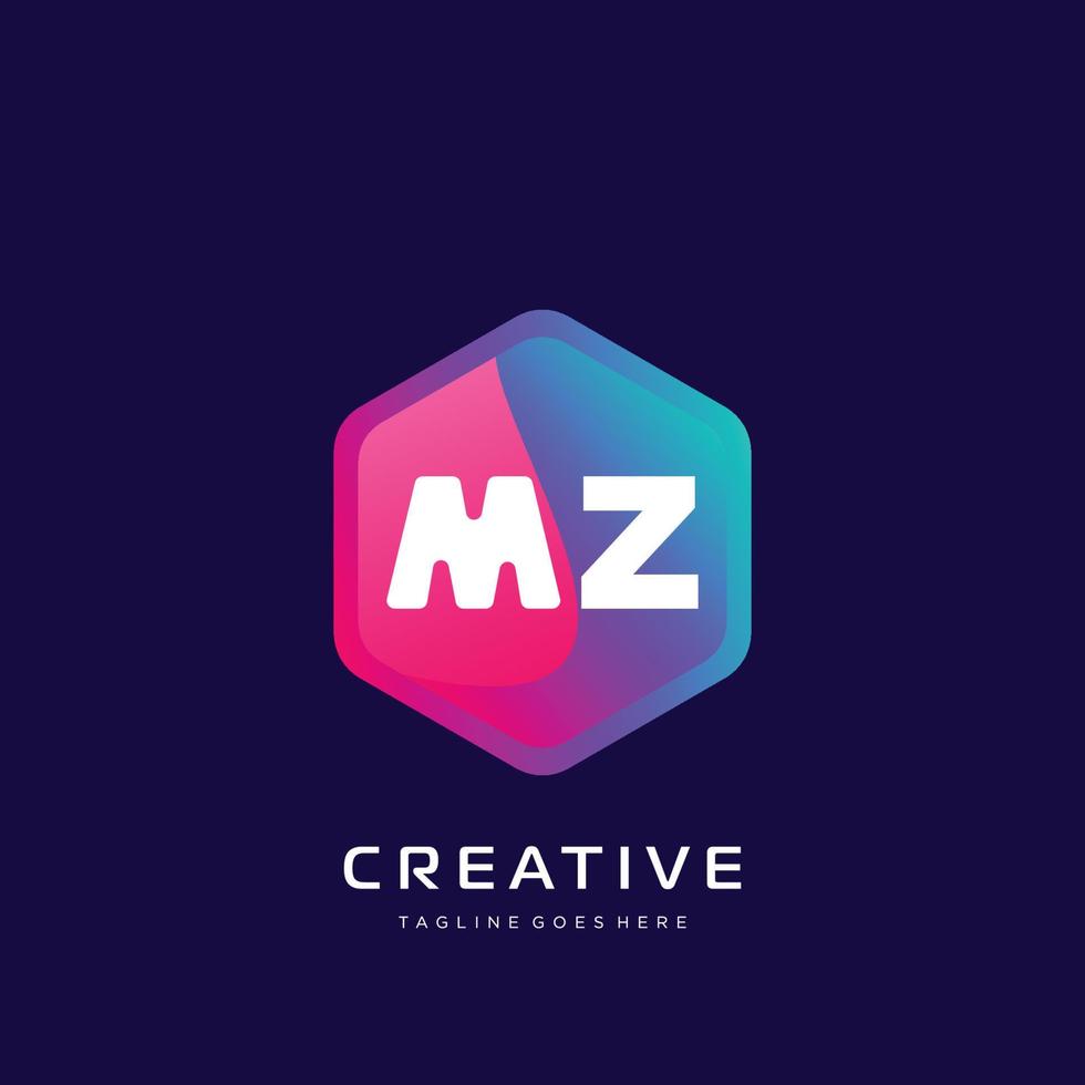 mz iniziale logo con colorato modello vettore. vettore