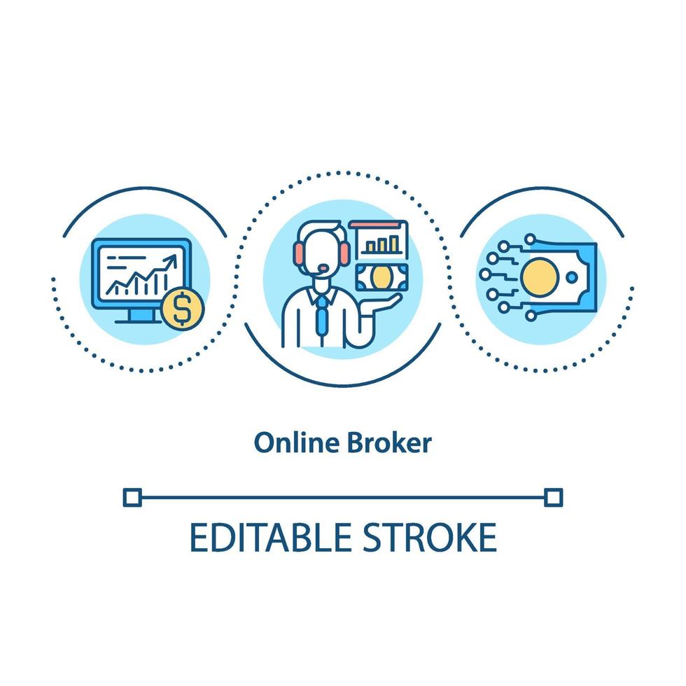 icona di concetto di broker online vettore