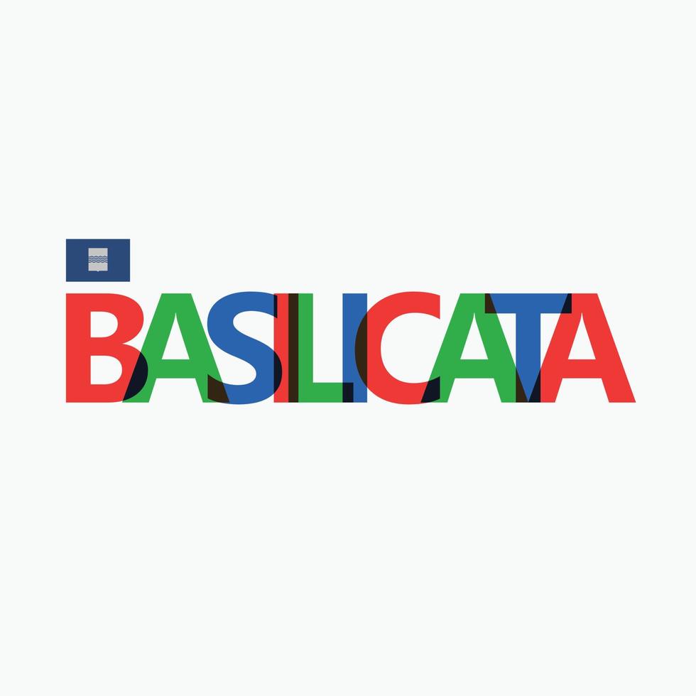 basilicata vettore rgb sovrapposizione lettere tipografia con bandiera. Italia regione logotipo decorazione.