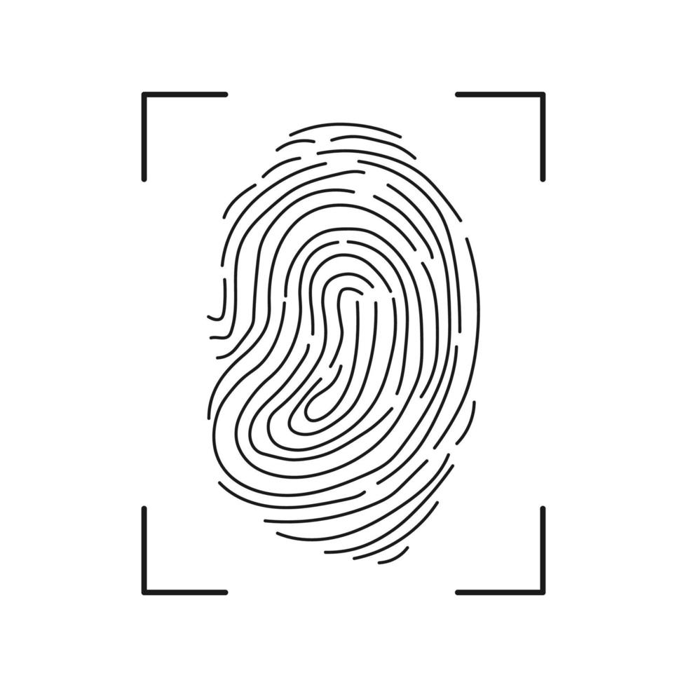 impronta digitale scansione icona. impronta digitale icona identificazione. sicurezza e sorveglianza sistema elemento vettore
