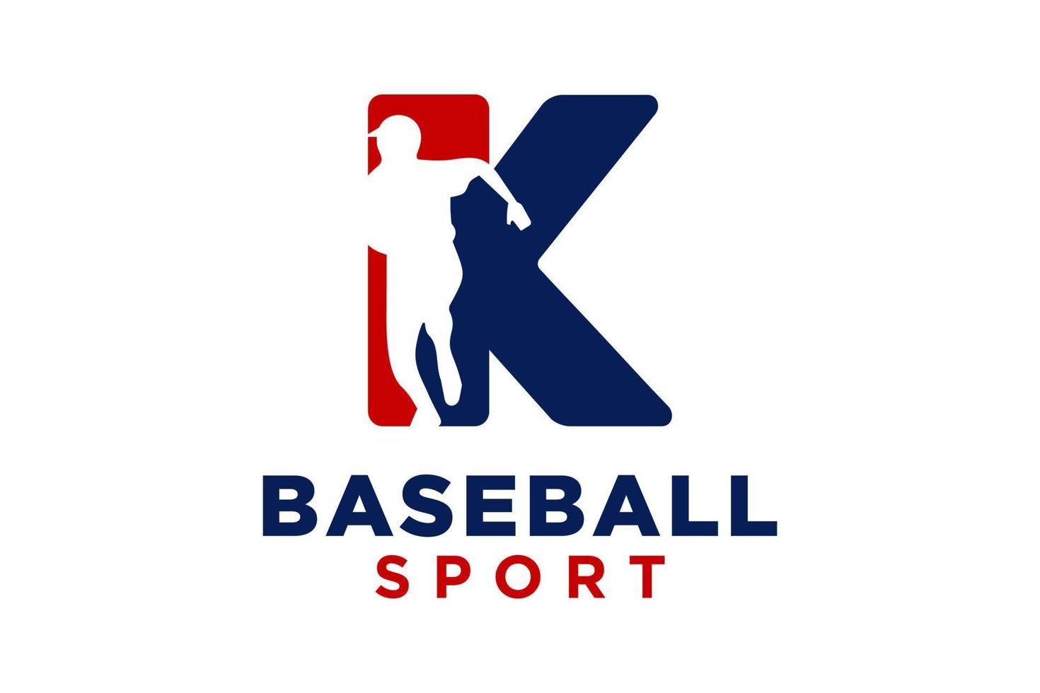 lettera K baseball logo icona vettore modello.