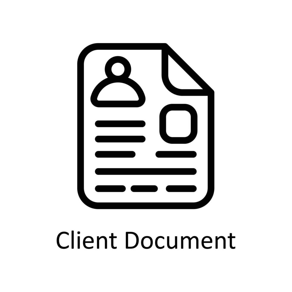 cliente documento vettore schema icone. semplice azione illustrazione azione