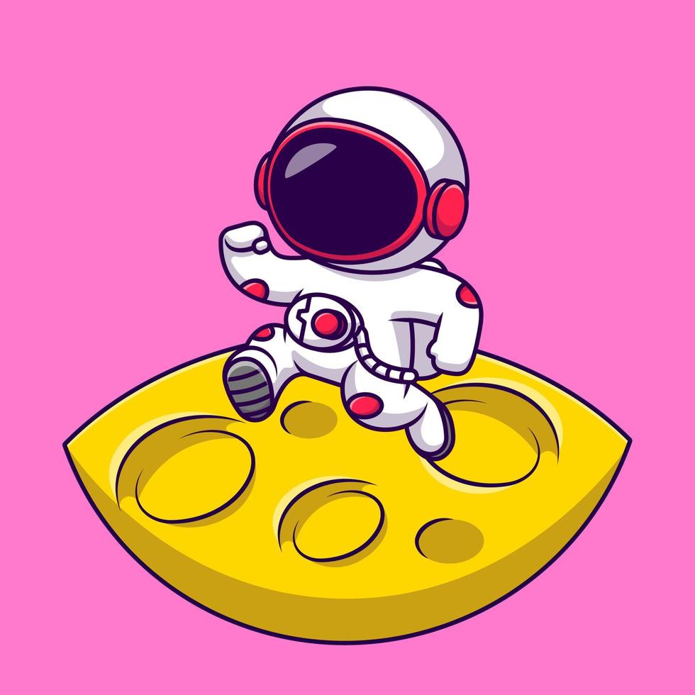 carino astronauta a piedi su Luna cartone animato vettore icone illustrazione. piatto cartone animato concetto. adatto per qualunque creativo progetto.