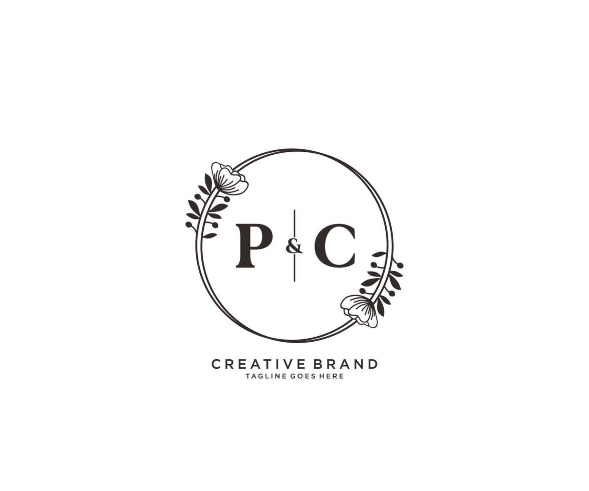 iniziale pc lettere mano disegnato femminile e floreale botanico logo adatto per terme salone pelle capelli bellezza boutique e cosmetico azienda. vettore