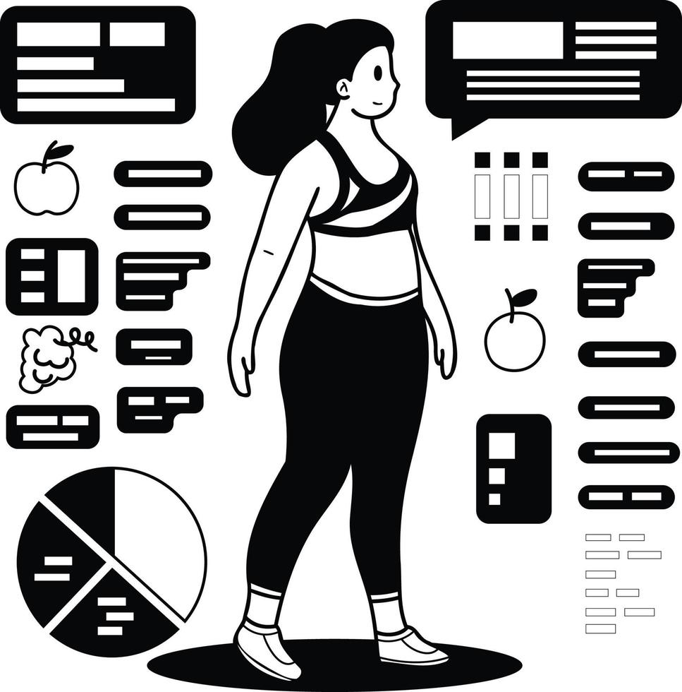 fitness ragazza chi gli amori Salute è perdente peso illustrazione nel scarabocchio stile vettore