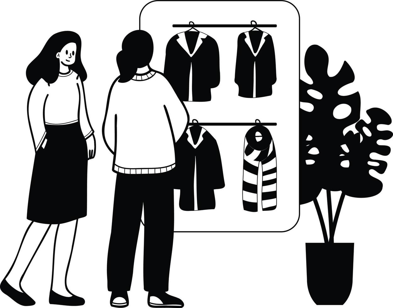 femmina ufficio lavoratore shopping in linea a partire dal smartphone illustrazione nel scarabocchio stile vettore