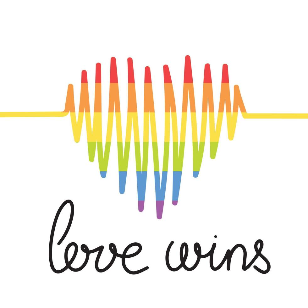 amore vince piazza bandiera con cuore e arcobaleno. vettore