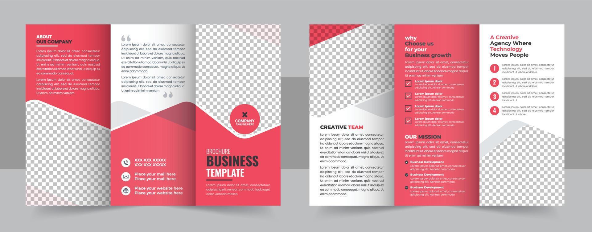 tri-fold opuscolo modello minimalista geometrico design per aziendale e attività commerciale. creativo concetto trifold opuscolo vettore