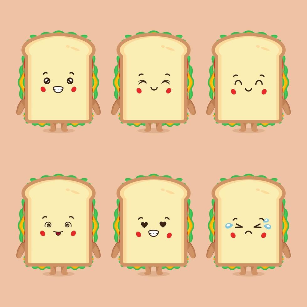 simpatico personaggio a sandwich con espressione vettore