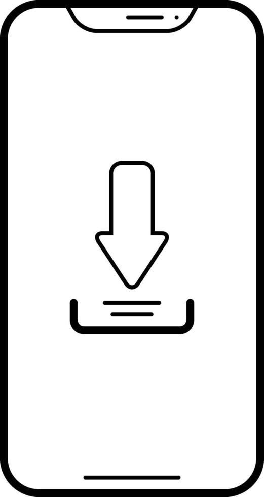 icona della linea per il download sul telefono vettore