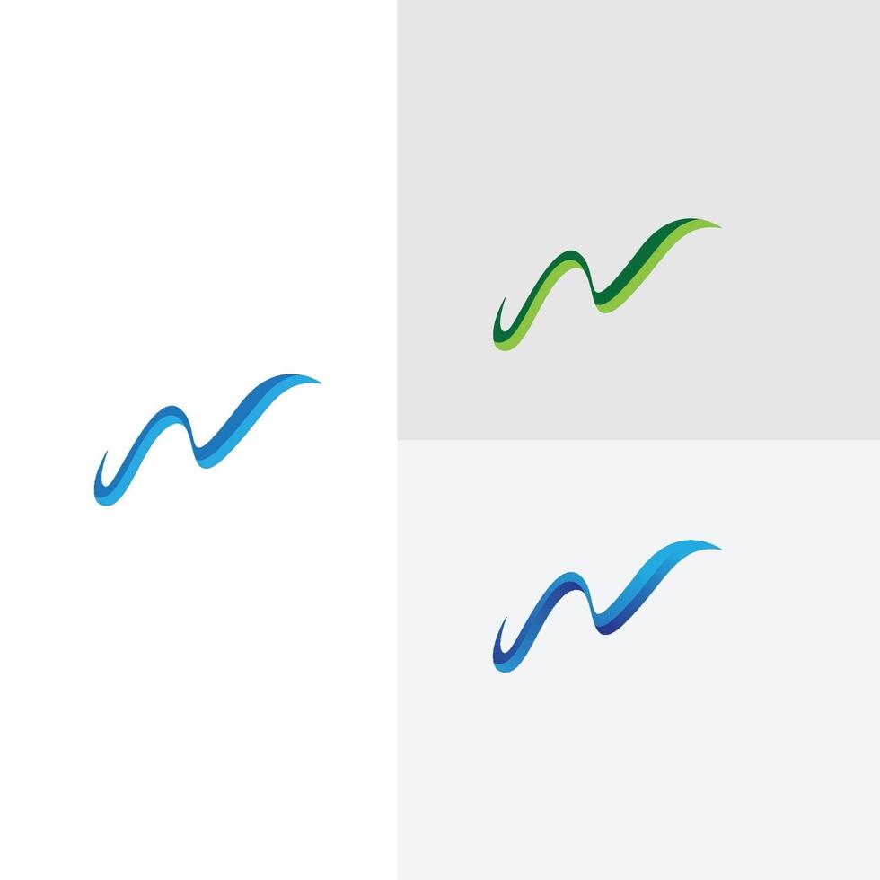 w, modello di logo icona dell'onda d'acqua vettore