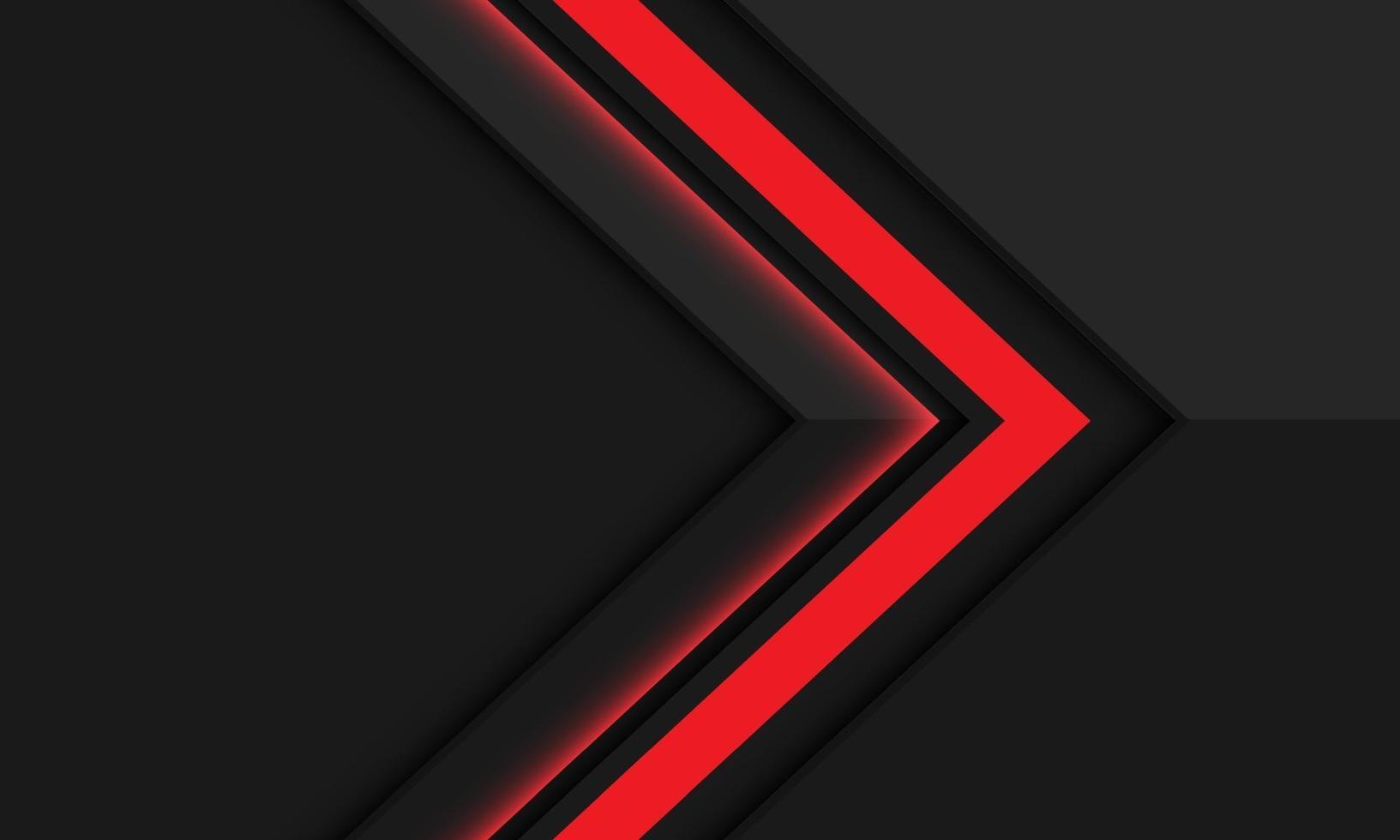 freccia rossa astratta direzione ombra su grigio scuro metallizzato con spazio vuoto design moderno sfondo futuristico illustrazione vettoriale. vettore