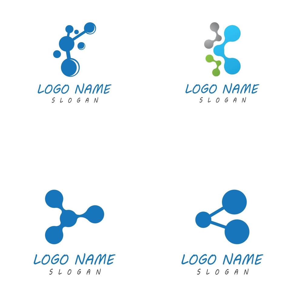 Insieme di progettazione dell'illustrazione di vettore del modello di logo di simbolo della molecola
