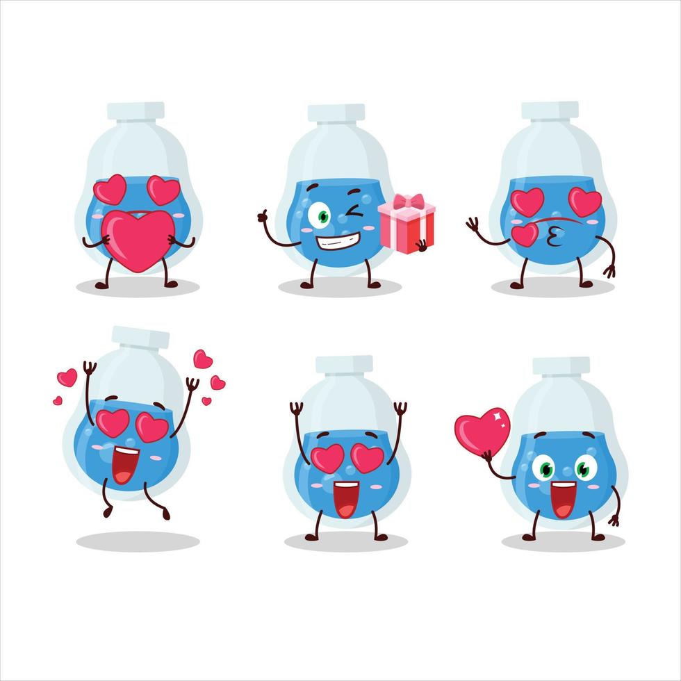 blu pozione cartone animato personaggio con amore carino emoticon vettore