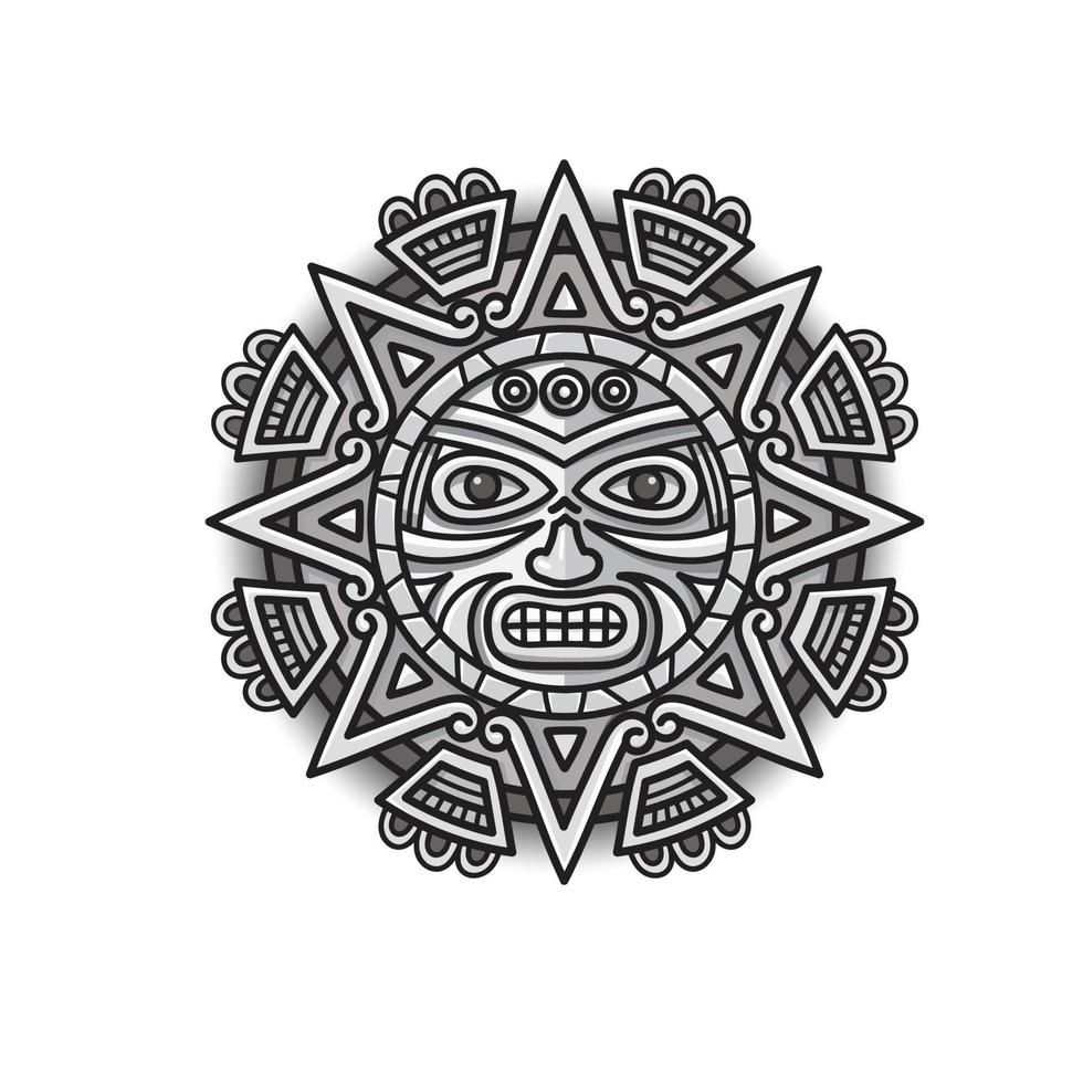 mano disegnato azteco sole etnico simbolo vettore
