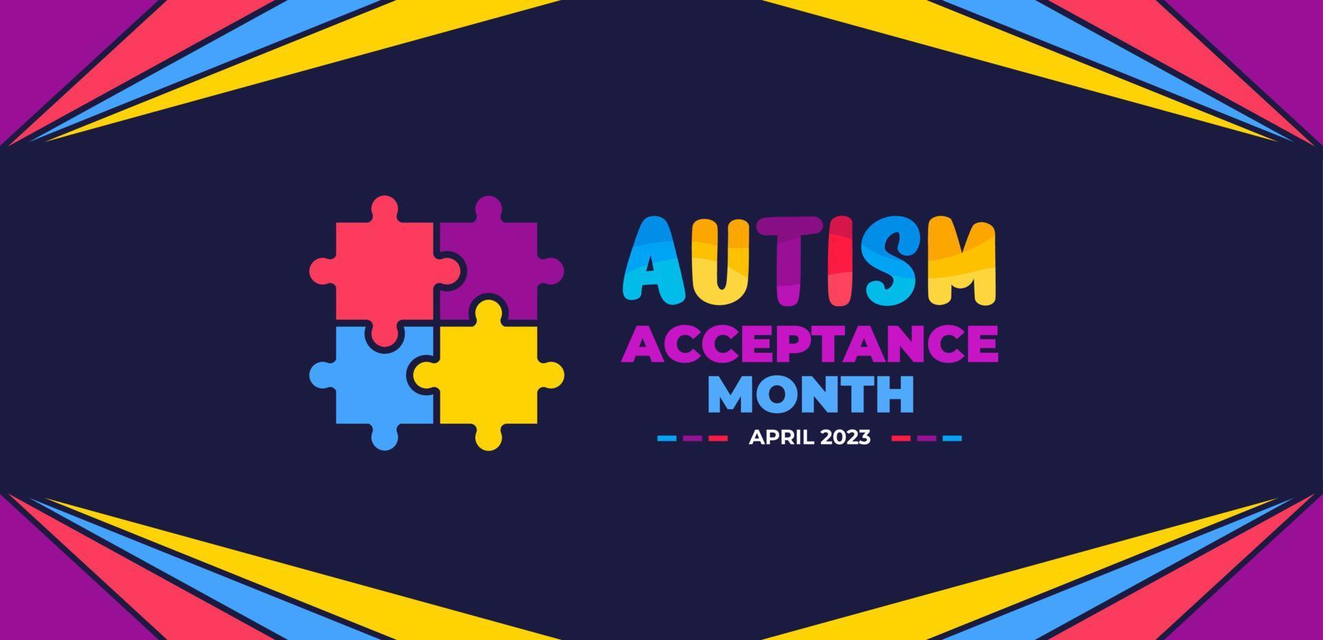 autismo accettazione mese sfondo per bandiera design modello celebrare nel aprile. vettore