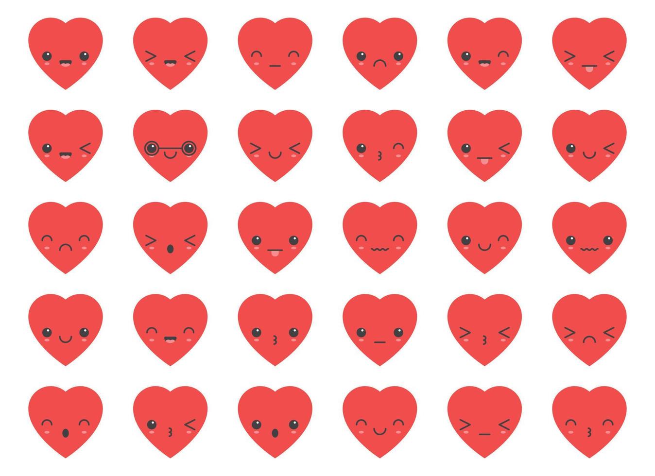 cartone animato cuore forma emoji con diverso umore vettore illustrazione collezione