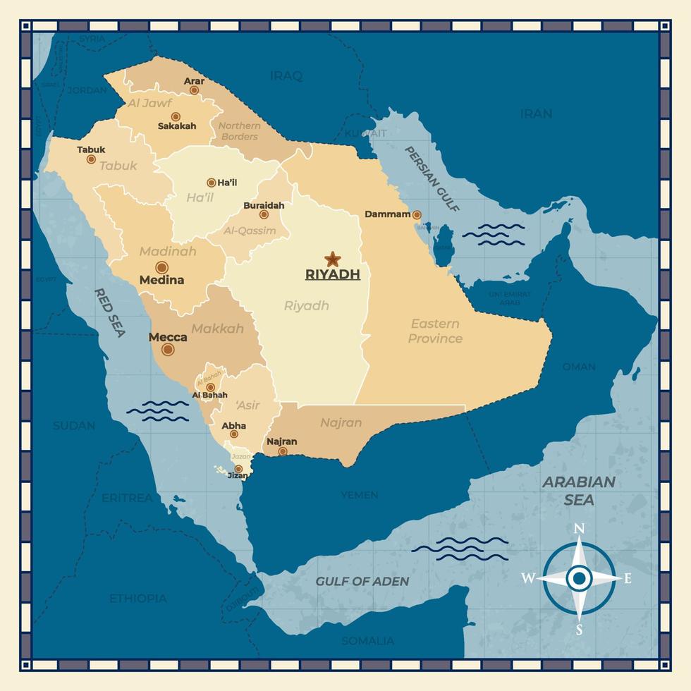 mappa dell'arabia saudita vettore