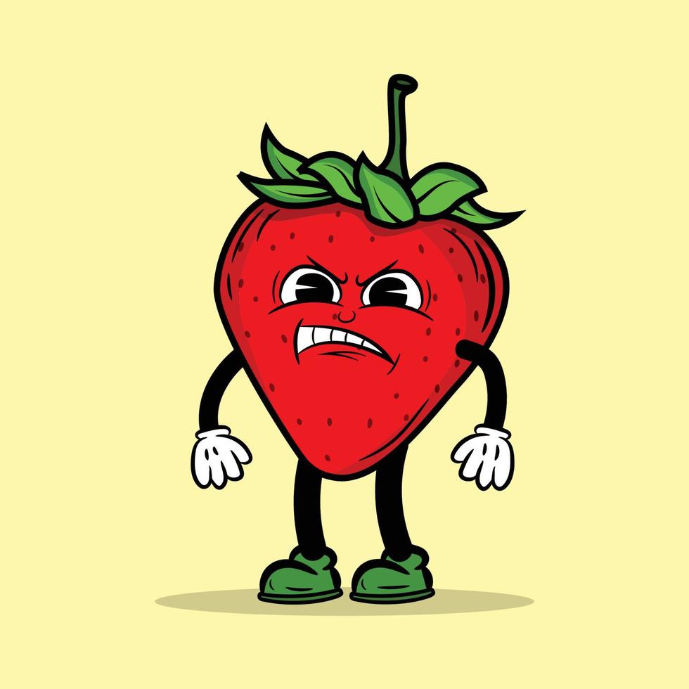 arrabbiato fragola personaggio cartone animato vettore illustrazione