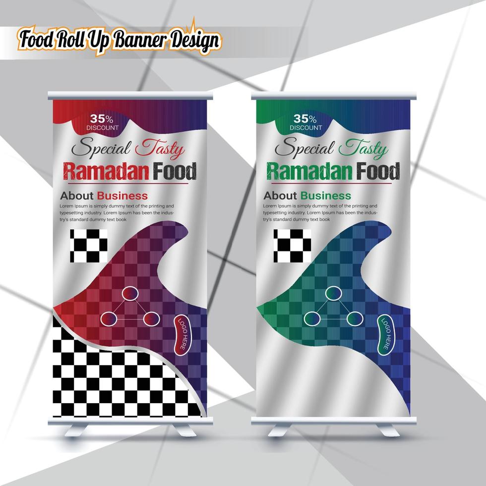 Ramadan cibo rotolo su bandiera design modello vettore