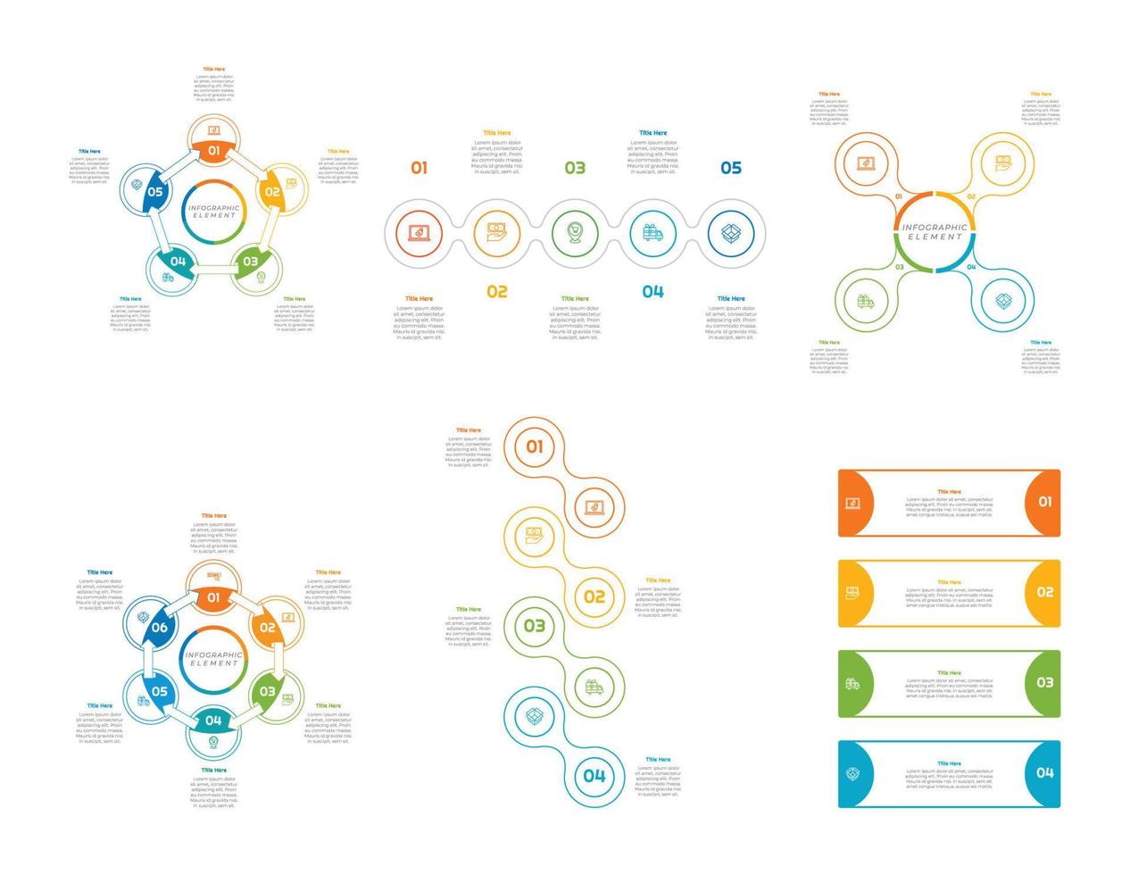 Infografica fascio impostato con 4, 5, 6 passi, opzioni o processi per flusso di lavoro disposizione, diagramma, annuale rapporto, presentazione e ragnatela design. vettore