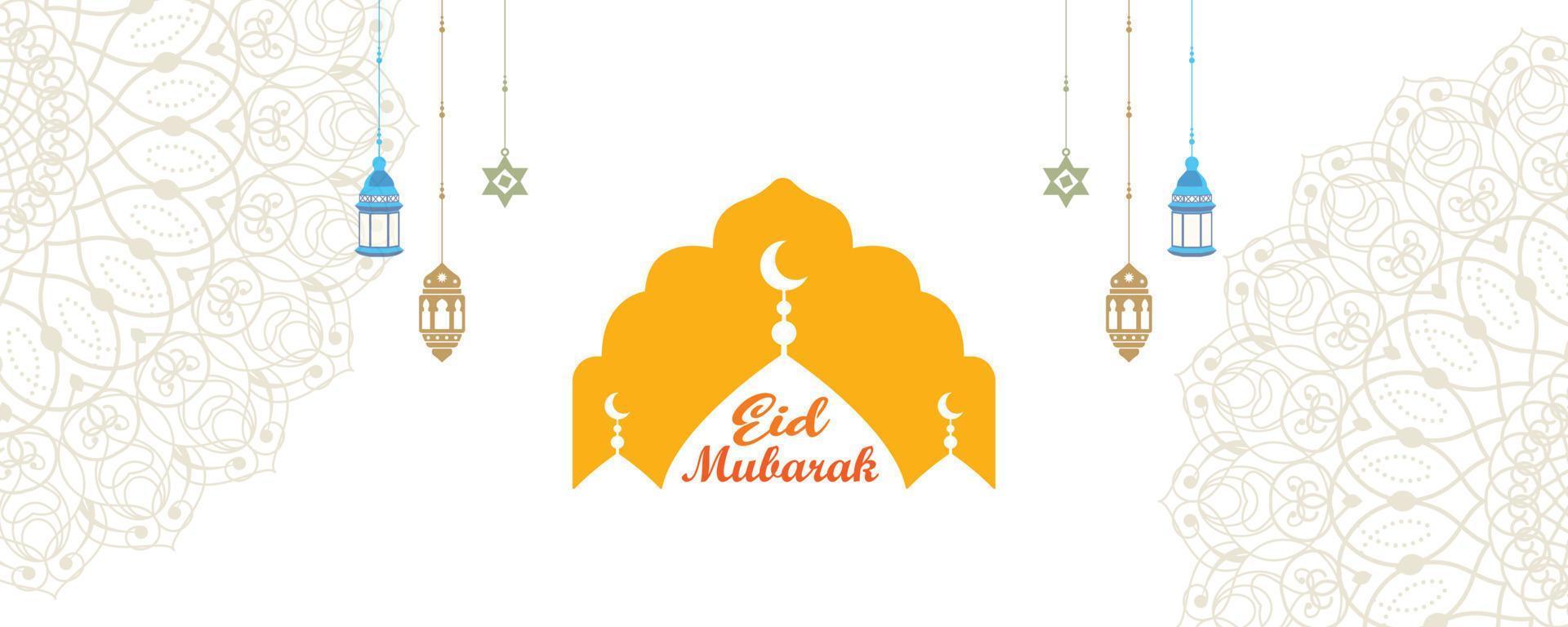 eid mubarak saluto bandiera modello design vettore