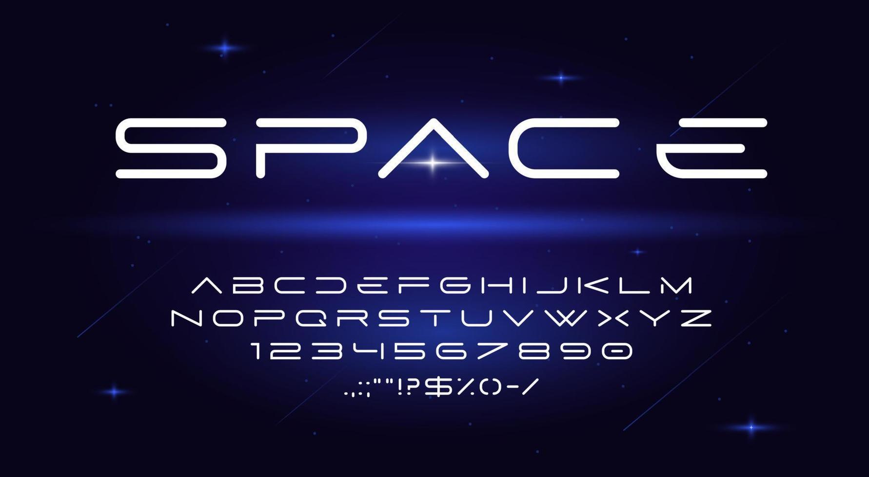 spazio font, futuristico carattere tipografico, galassia genere vettore