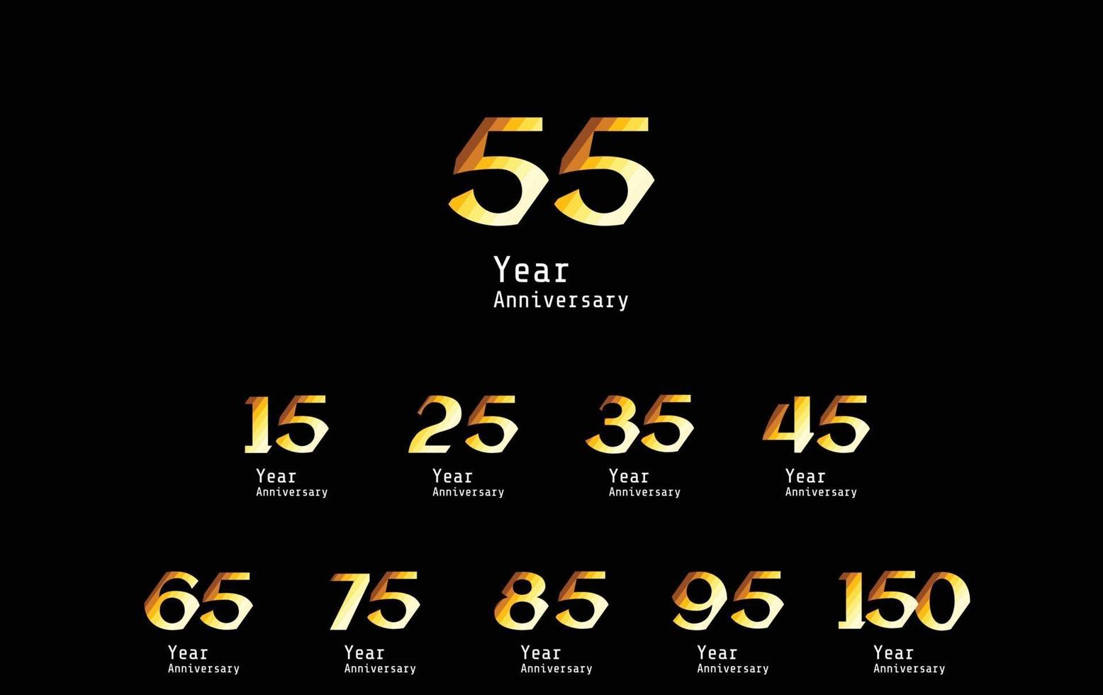 imposta l & # 39; illustrazione di progettazione del modello di vettore di colore nero e dell & # 39; oro di celebrazione dell anniversario dell anno