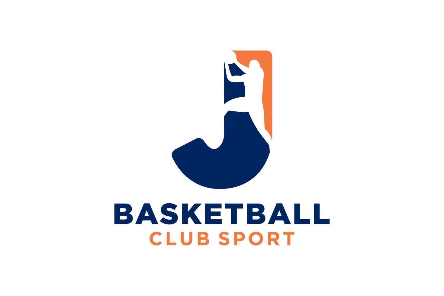 iniziale lettera j pallacanestro logo icona. cestino palla logotipo simbolo. vettore