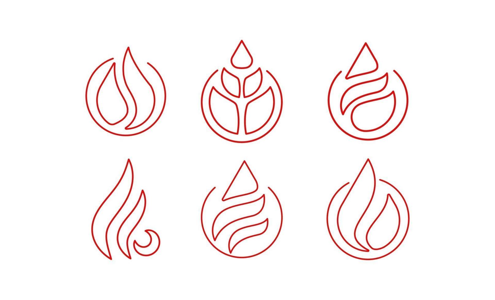 fuoco fiamma linea arte logo icona disegno vettoriale