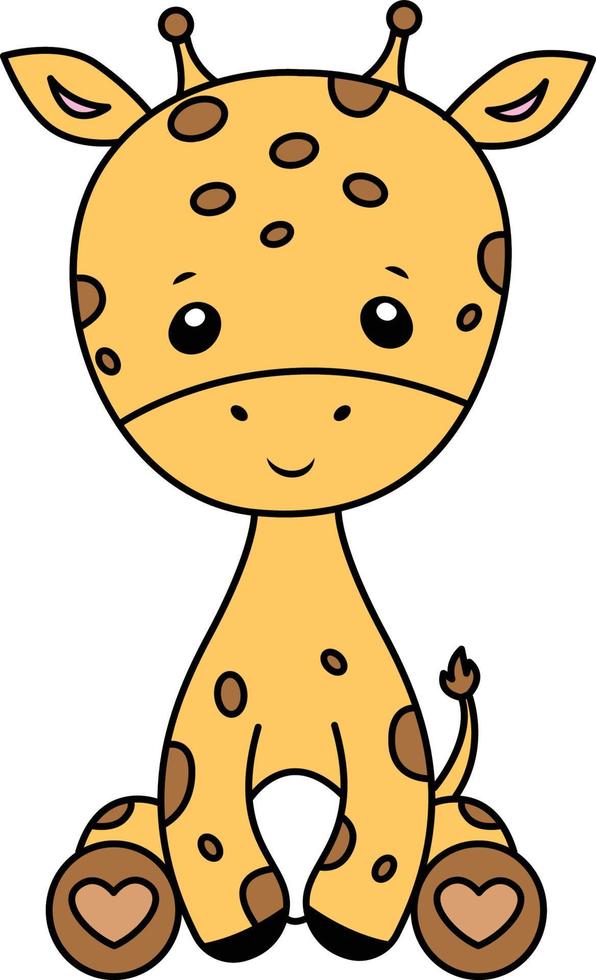 bambino giraffa cartone animato disegno, bambino giraffa carino illustrazione vettore