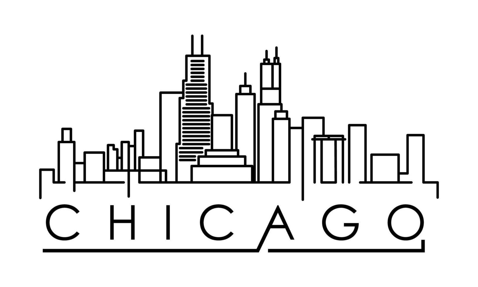 lineare Chicago città silhouette con tipografico design vettore icona