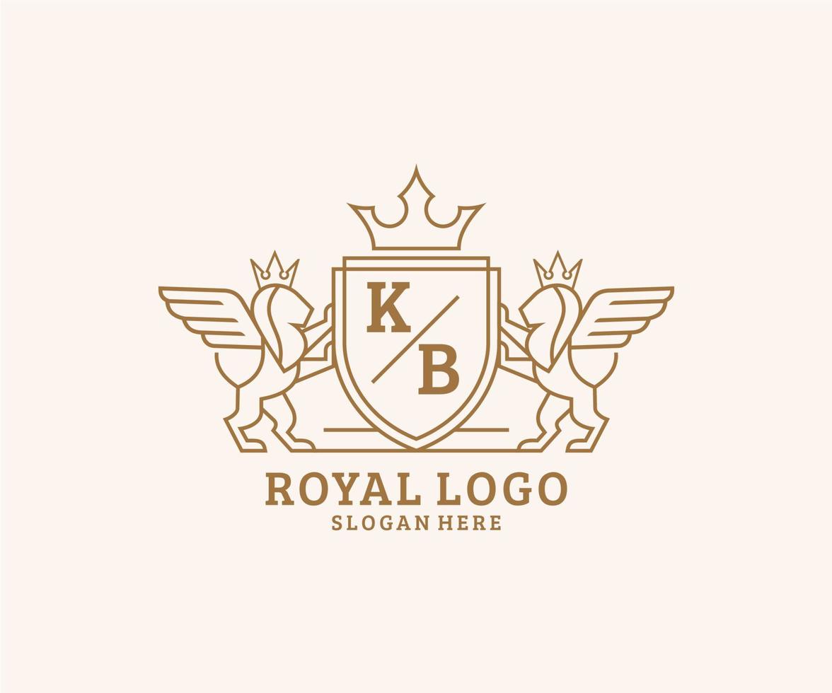 iniziale kb lettera Leone reale lusso stemma araldico logo modello nel vettore arte per ristorante, regalità, boutique, bar, Hotel, araldico, gioielleria, moda e altro vettore illustrazione.