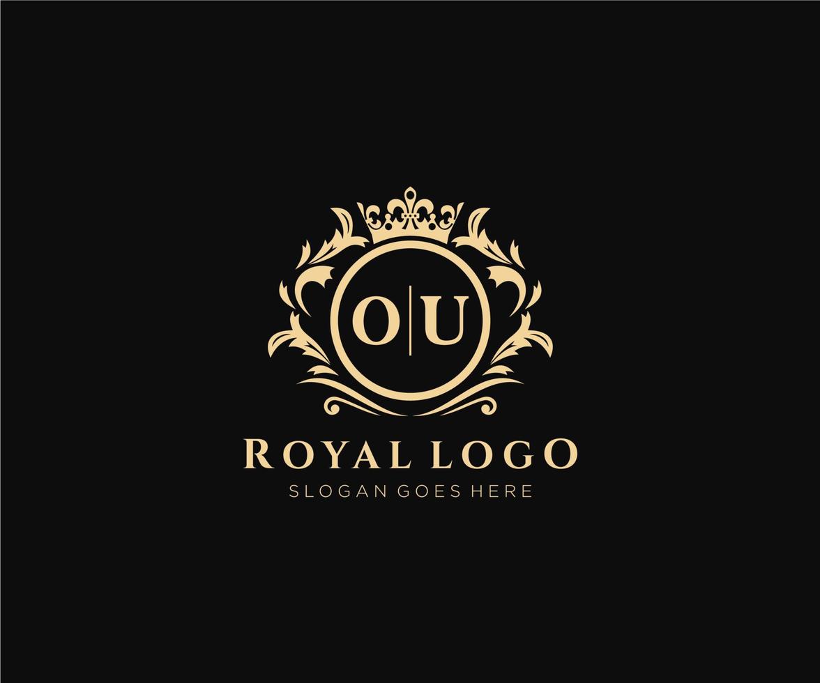 iniziale ou lettera lussuoso marca logo modello, per ristorante, regalità, boutique, bar, Hotel, araldico, gioielleria, moda e altro vettore illustrazione.