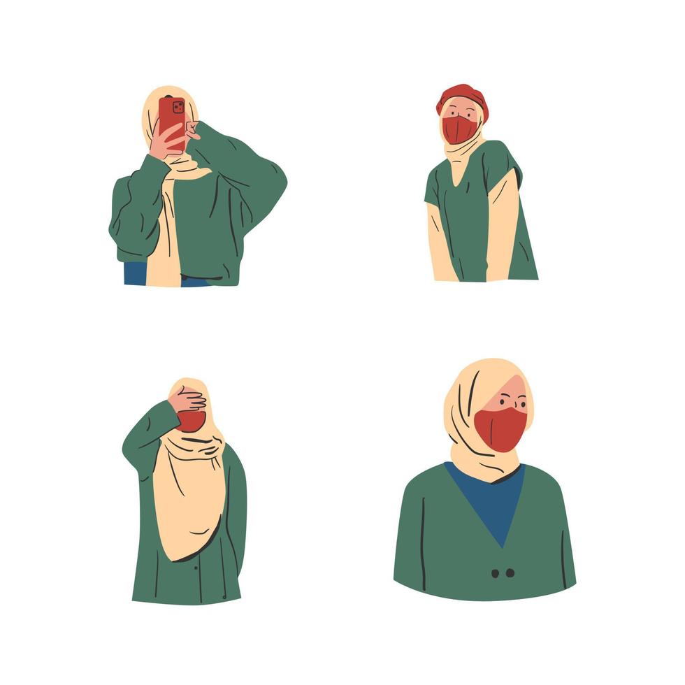 vettore illustrazione di un' impostato di musulmano donne nel hijab