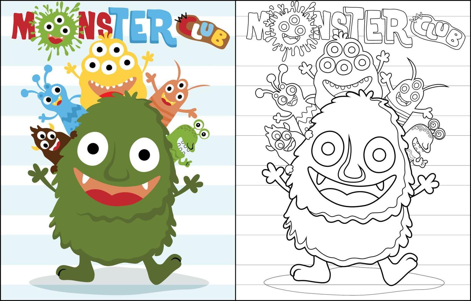 vettore cartone animato di divertente colorato mostri, colorazione libro o pagina