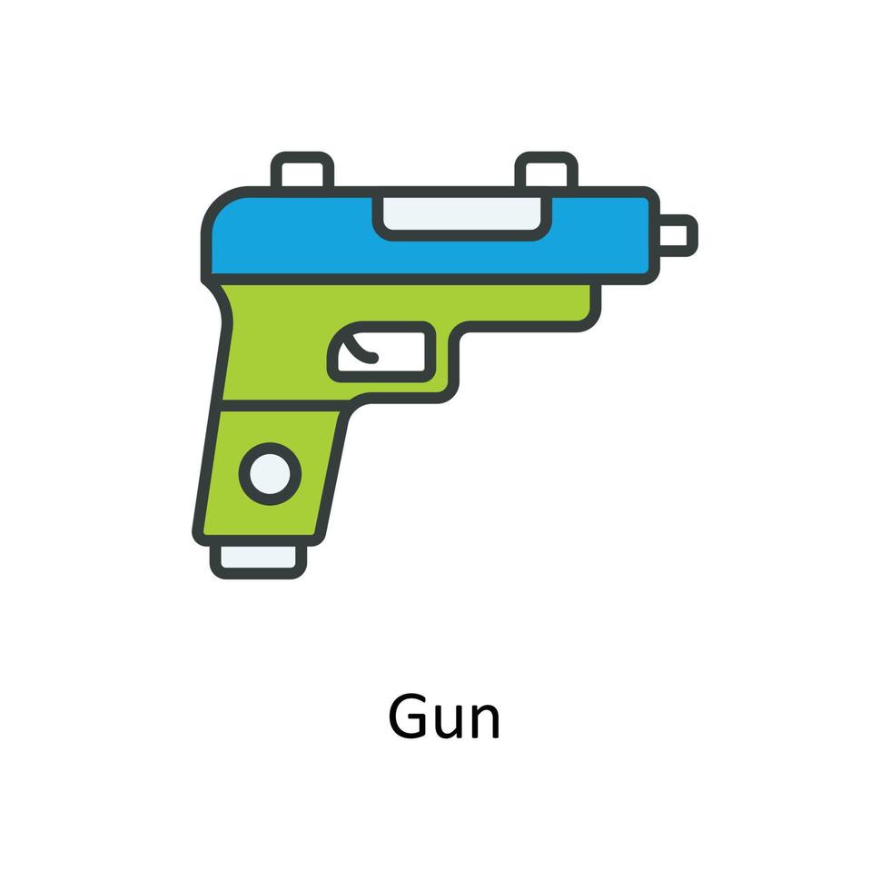 pistola vettore riempire schema icone. semplice azione illustrazione azione