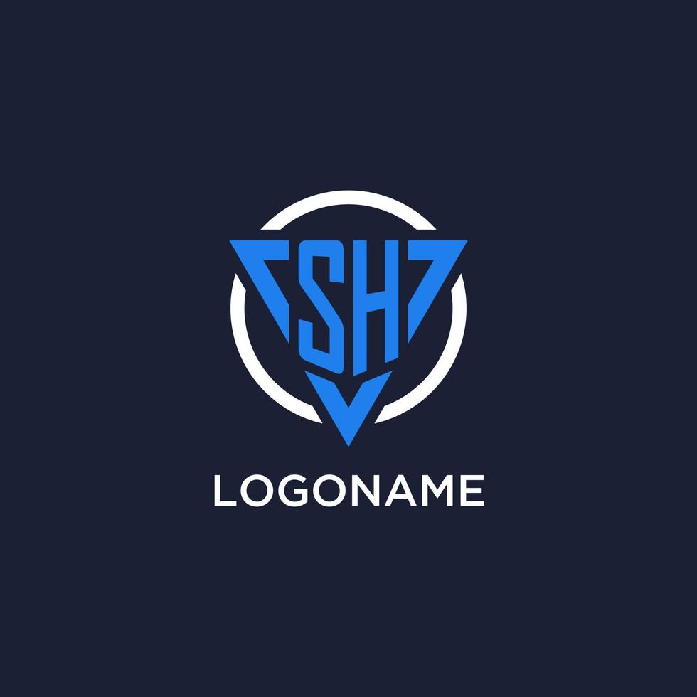 sh monogramma logo con triangolo forma e cerchio design elementi vettore