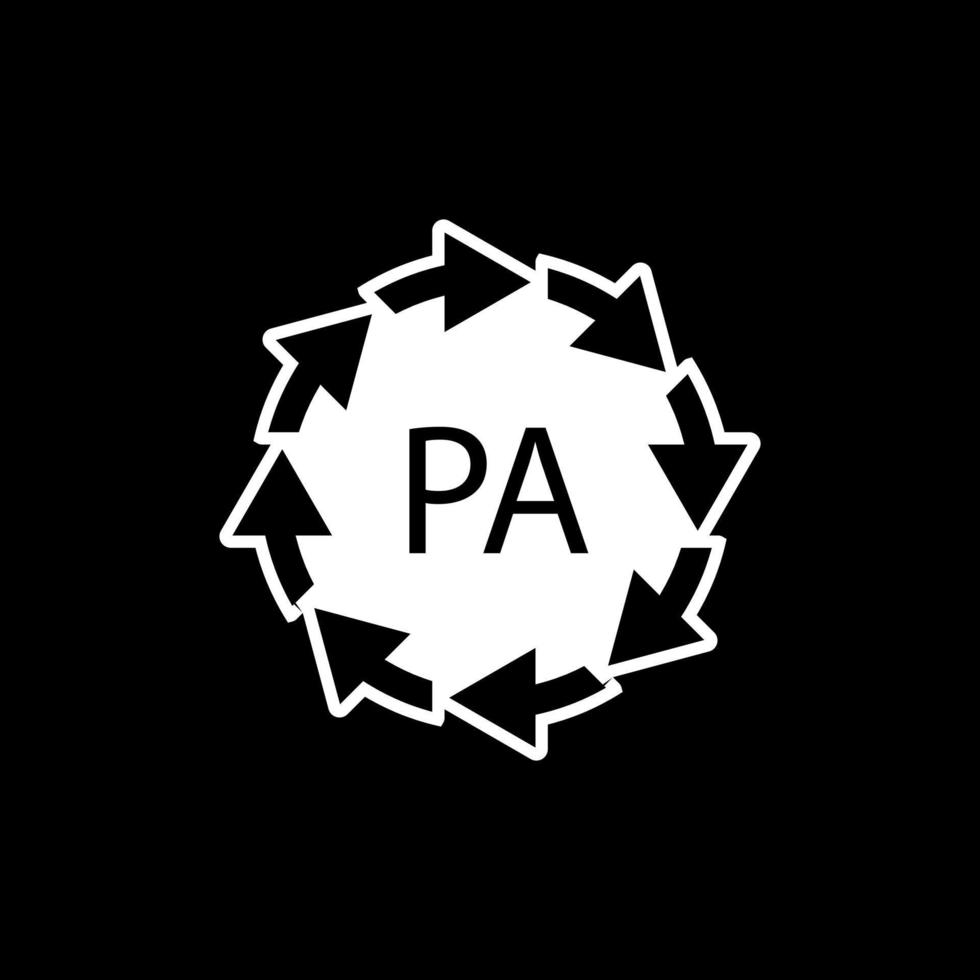 simbolo di riciclaggio della plastica pa poliammide, illustrazione vettoriale