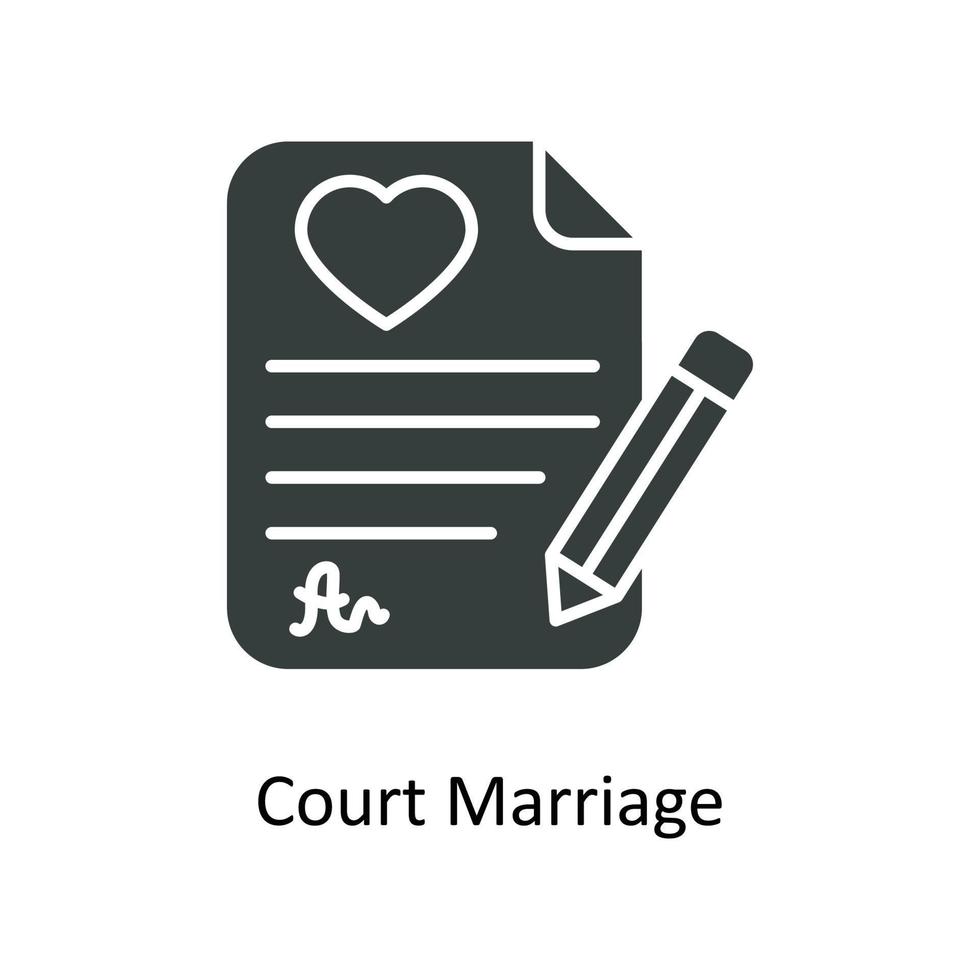 Tribunale matrimonio vettore solido icone. semplice azione illustrazione azione
