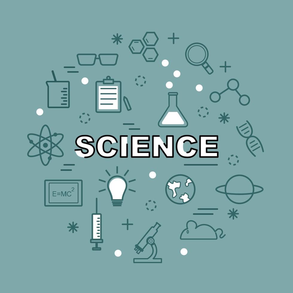 icone di contorno minimo di scienza vettore