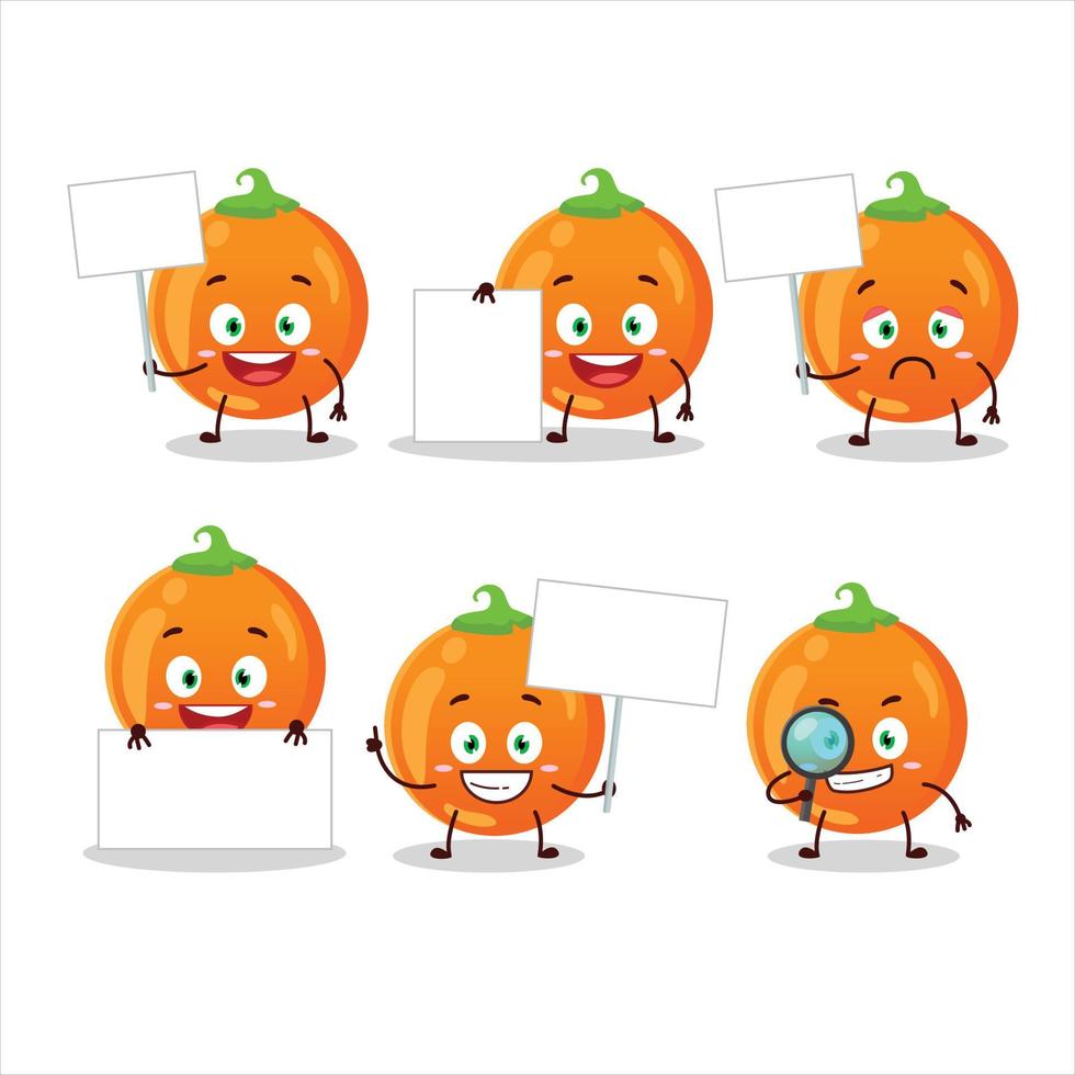 Halloween arancia caramella cartone animato personaggio portare informazione tavola vettore
