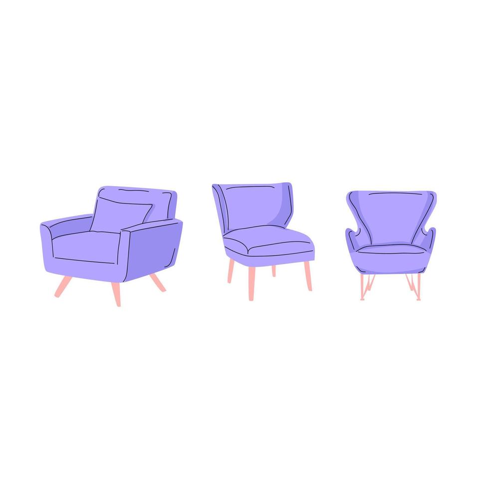 vettore illustrazione di un' impostato di sedie con un' minimalista design