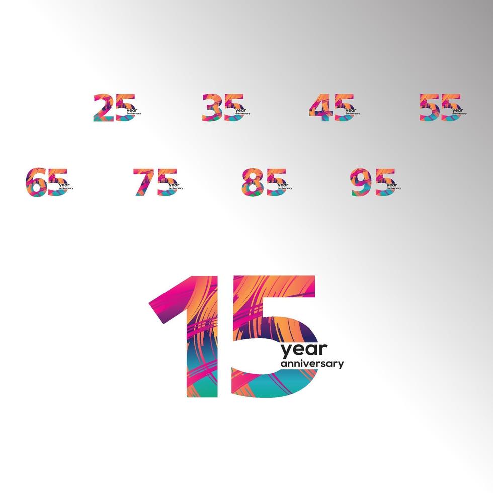 imposta l & # 39; illustrazione di progettazione del modello di vettore di colore dell & # 39; arcobaleno della celebrazione dell anniversario dell anno